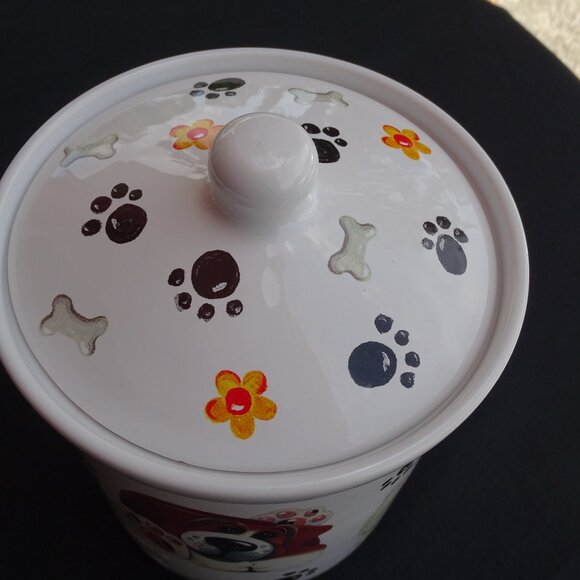 Vintage Dog Cookie Jar 9"Tx6.25"W with Paw Prints & Bones - Picture 9 of 12